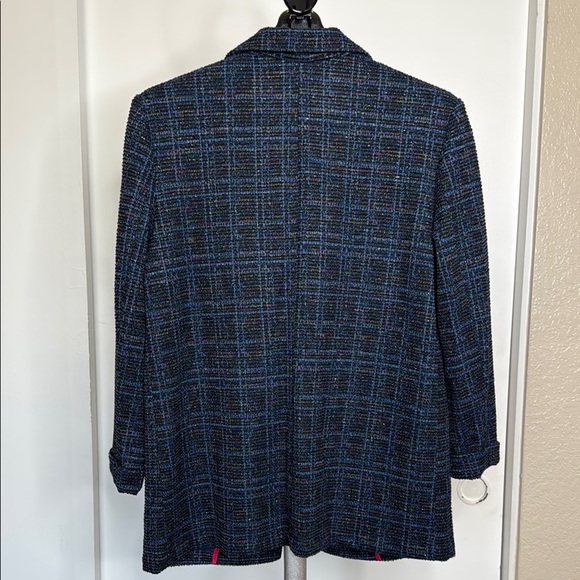 Nanette Lepore Blue Blazer with Subtle Plaid Pattern - Picture 2 of 5